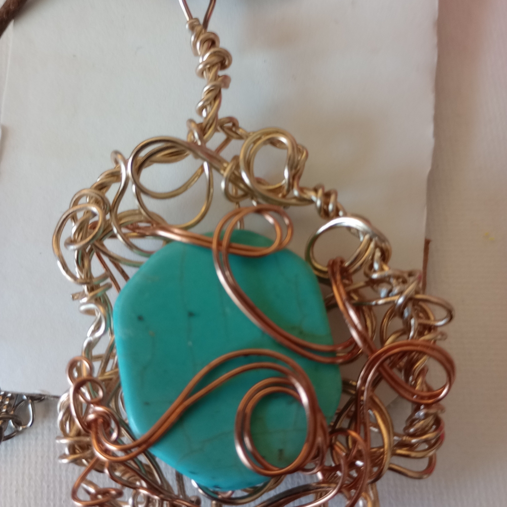 Handcrafted Wire Wrapped Turquoise Pendant